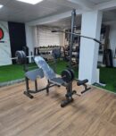 Bench with latpull extension + 50kg weight set