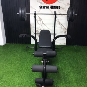 All black bench + 50kg ECF weight plates