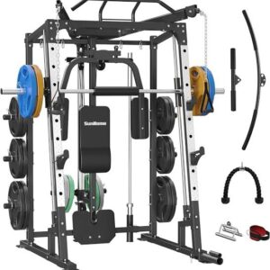 Multi-functional Smith Machine + Cable Crossover with Weight Stack (Squat Rack)