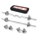 55kg adjustable chrome dumbell with barbell and ez rod