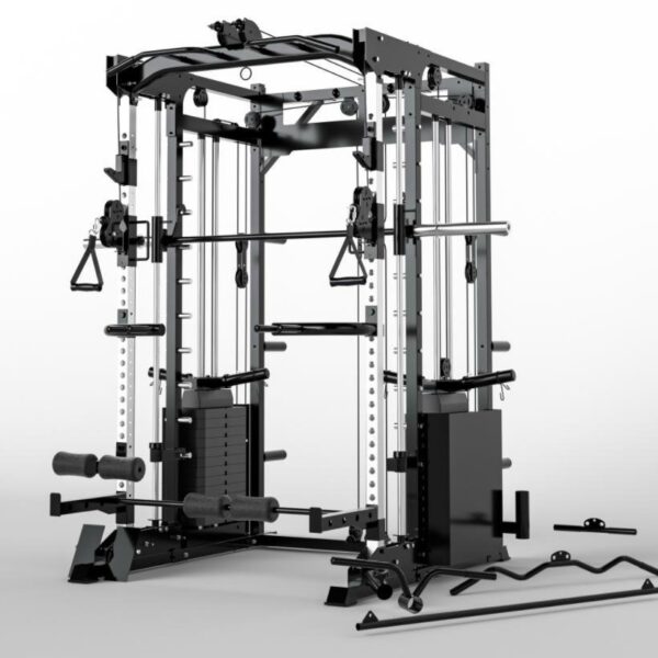 Commercial smith machine with cable cross