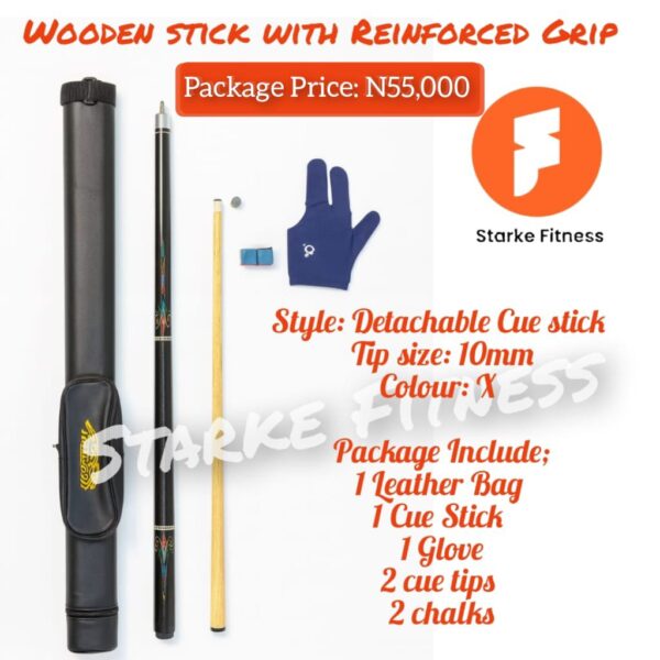 Wooden Cue Stick with Reinforced Grip