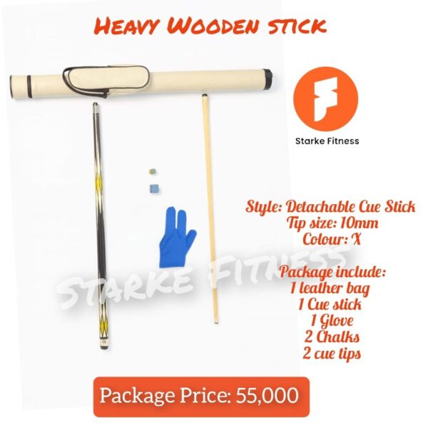 Heavy Wooden Cue Stick with Leather short bag Combo